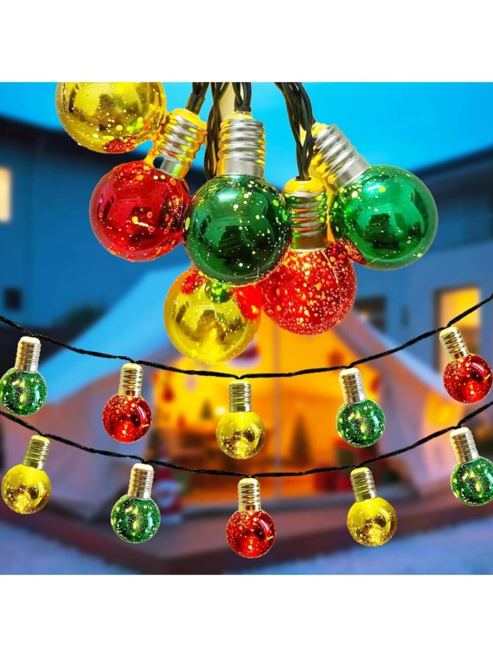 Battery Operated 16ft LED Christmas String Lights - 20 Globe Lights, 8 Modes